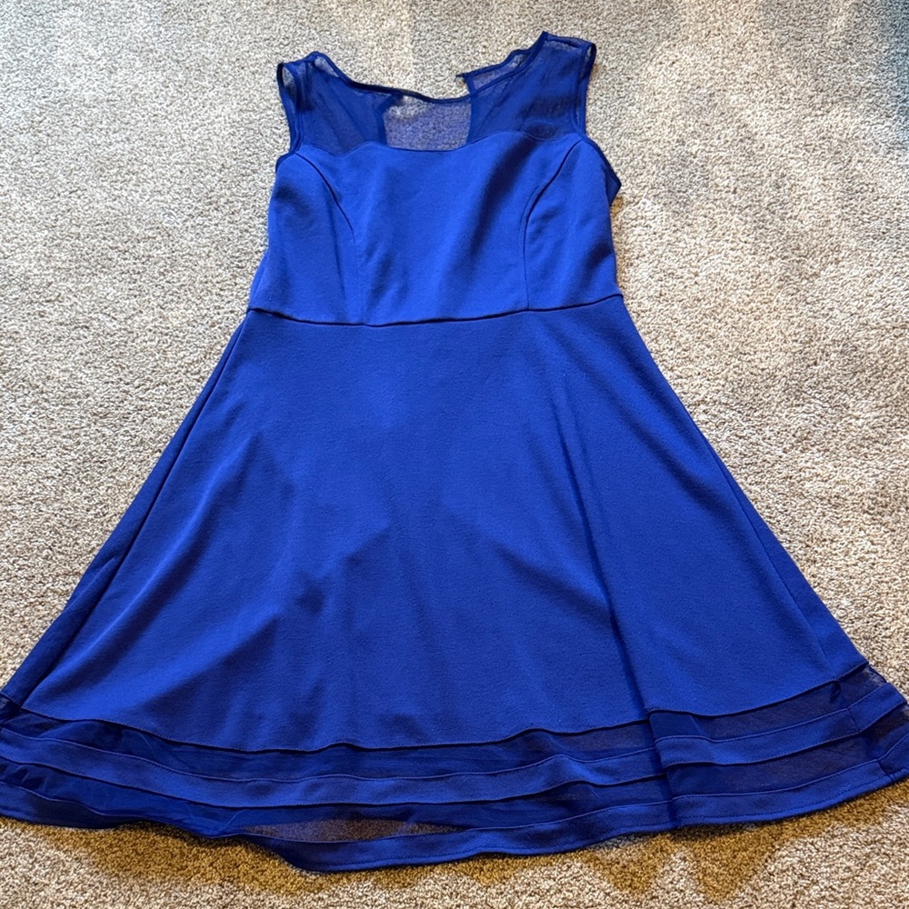 😎Royal Blue Fit-and-Flare Sleeveless Dress